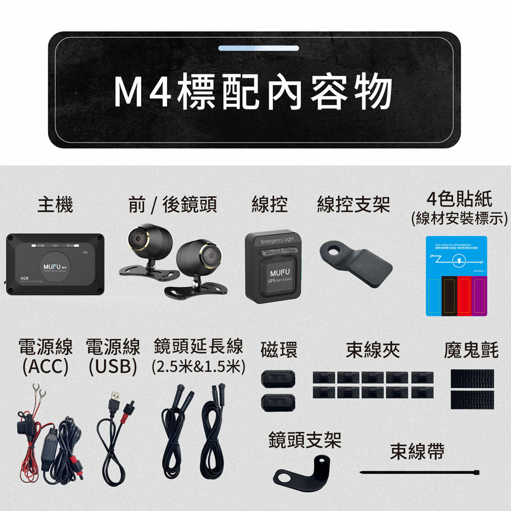 【限時下殺】MUFU M4 黑盒子 雙鏡頭機車行車記錄器