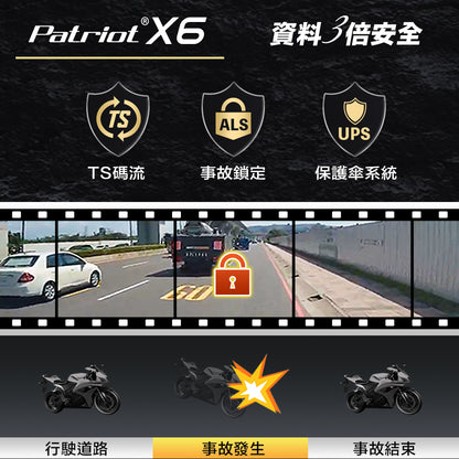 PATRIOT 愛國者 X6【贈128G】Wi-Fi雙鏡頭機車行車紀錄器