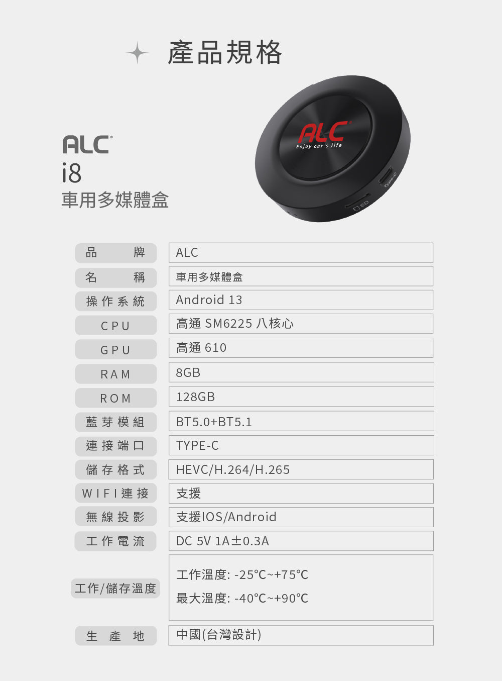 ALC i8 CarPlay 車用多媒體盒