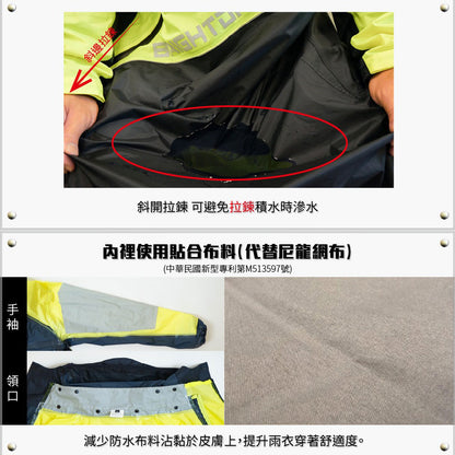奧德蒙OutPerform EVO終結者斜開雙拉鍊專利連身式雨衣