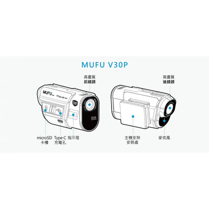 MUFU V30P 好神機【只要$2990！雙十二超級優惠價】前後雙錄機車行車記錄器