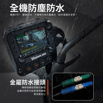 LOOKING錄得清 Vision500幻視【贈延長線組+GPS+線控+128G】前後雙鏡頭機車行車記錄器