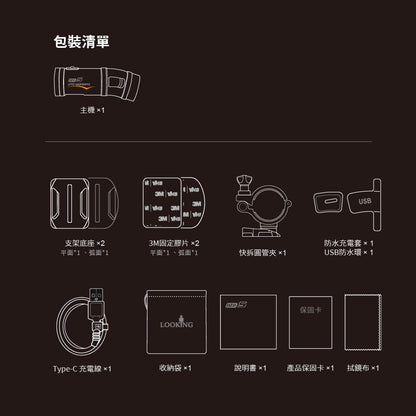 LOOKING錄得清 DB-5【輕裝lite版/贈128G+黏貼底座+擦拭布】DB5 前後雙錄 2K行車記錄器