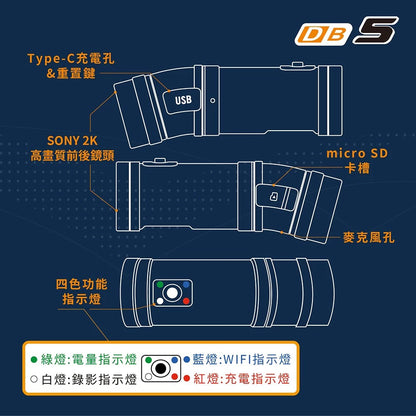 LOOKING錄得清 DB-5【輕裝lite版/贈128G+黏貼底座+擦拭布】DB5 前後雙錄 2K行車記錄器