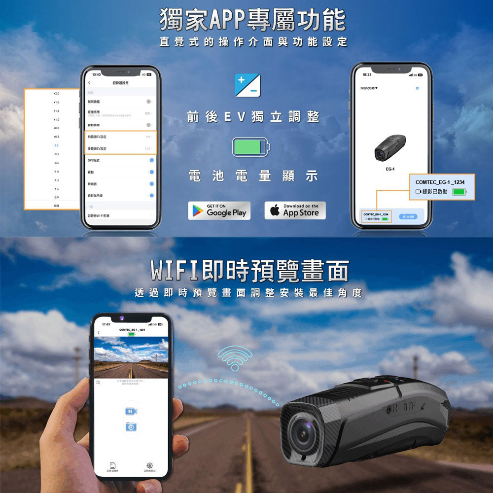 COMTEC EG-1【現貨/贈128G+原廠收納盒+好禮任選】4K+2K前後雙錄安全帽行車紀錄器